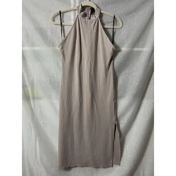 TAN FOREVER 21 HALTER DRESS SIZE LARGE - Picture 2 of 5
